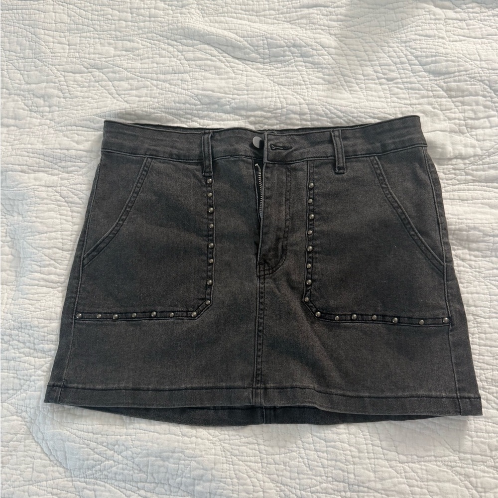 Superdown Charcoal Studded Mini Skirt